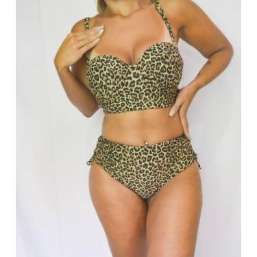 Imagem de Biquíni cropped meia taça - Lado Praia, Animal print, 46