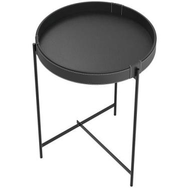 Imagem de Mesa De Canto Lateral Decorativa Industrial Sala de Estar 47 cm Sintét