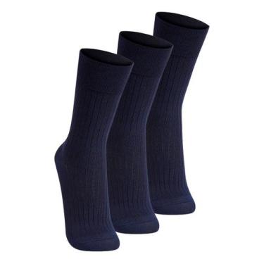 Imagem de Kit com 3 Pares de Meias Social Lupo 1795-004, Azul marinho