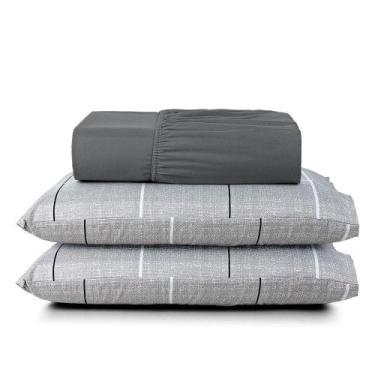 Imagem de Jogo Cama Lençol Casa Scarpa Celi Queen Micropercal Estampado 200 Fios