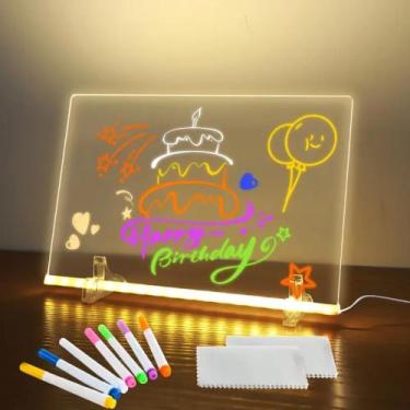 Imagem de Lousa Acrílica Led com Caneta Quadro Mesa Anotações 20x20 - Importado