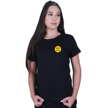 Imagem de Camiseta Baby Look Feminina Sad Smile Bad Tumblr - Lafre, Preto, P