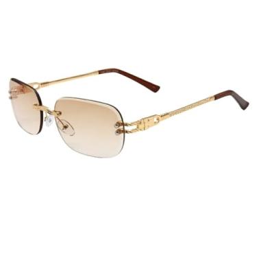 Imagem de Óculos de Sol Retangular Premium Clássico Blogueira Tendencia Luxo Vintage UV400 Masculino Feminino Unisex - Modelo Royal - Cacife Brand (Marrom Transparente)