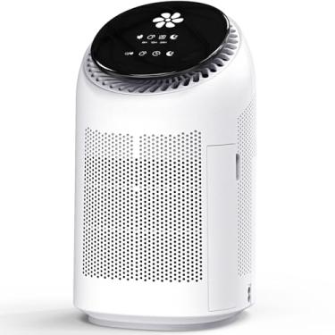 Imagem de Desumidificadores de ar com função de purificação para casa, pequeno desumidificador para quarto com mangueira de drenagem, filtro HEPA, desligamento automático, temporizador (8-12-24h), ultra