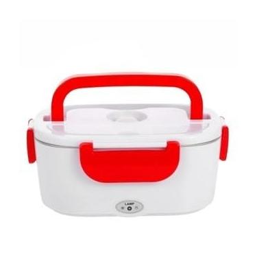 Imagem de Marmita Elétrica Lunchbox Portátil Aquecedora de Alimentos 1.5L (Branca/Vermelho)