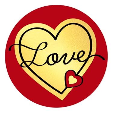 Imagem de SICOHOME Adesivos de Dia dos Namorados - Adesivo de amor vermelho coração redondo de 3,8 cm, etiquetas de selos de envelope, adesivos de presentes de dia dos namorados para convites de aniversário de