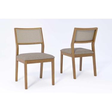 Imagem de Cadeira Sala De Jantar Oiti Kit 2 Un Carvalho/linho Bege/tela Off White - Cimol