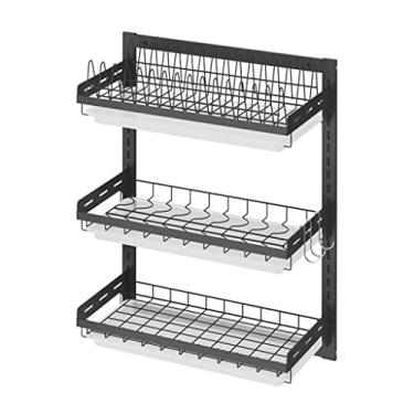 Imagem de Escorredor de louça, escorredor de pratos de 2 níveis, escorredor de pratos, prateleira de armazenamento de louça, prateleira de armazenamento de louças, rack de tigela (B)