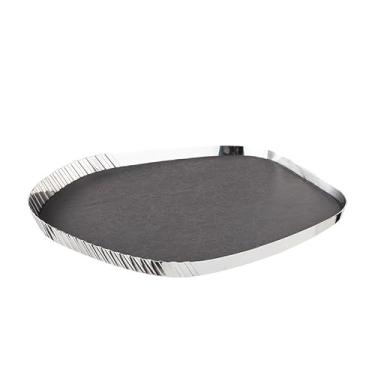 Imagem de Bandeja moderna leve luxuosa de couro de aço inoxidável, decoração de casa, sala de estar, mesa de café, bandeja de frutas, bandeja decorativa palete (grande)