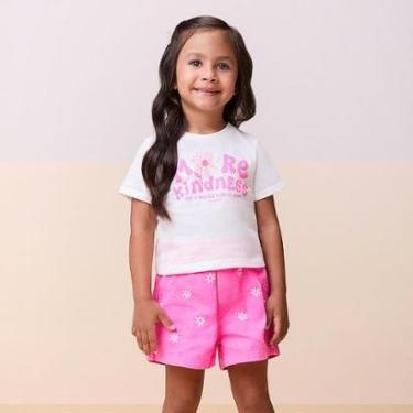 Imagem de Conjunto Infantil Menina Blusa Flores/Shorts Rosa Momi-Feminino