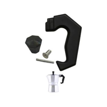Imagem de Alça e Puxador de Reposição para Cafeteira Italiana de Alumínio, 6 Xícaras, Preto, Resistente ao Calor, com Parafuso e Pino