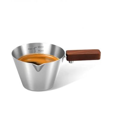 Imagem de Maestri House Copo medidor de café expresso, copo de café expresso de aço inoxidável, boca larga e bico em forma de V, caneca de café com escala de alça para latte, sujo, americano, cappuccino