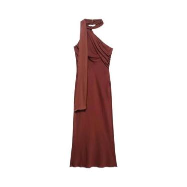 Imagem de Vestido Maxi Assimétrico Feminino Elegante De Verão Estilo Lenço Vesti