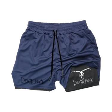 Imagem de Shorts Esportivos Masculinos Anime Death Note 2 Em 1 Para Fitness, Cor