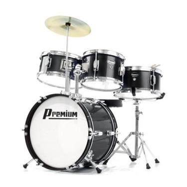 Imagem de Bateria Infantil Premium DX35J Preta com 4 Tambores, Infantil, DX35J, 