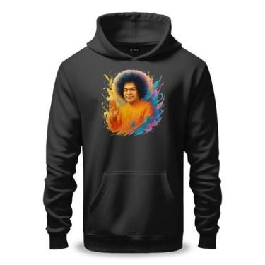 Imagem de Moletom Unissex Canguru Algodão e Poliéster Estampa Sathya Sai Baba Lí