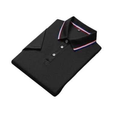 Imagem de Camisa Polo Masculina De Cor Sólida Para Negócios, Manga Curta, Casual
