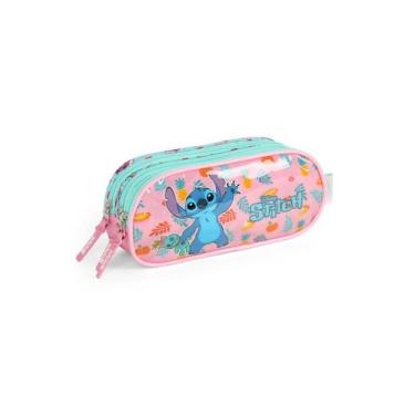 Imagem de Estojo Escolar Stitch Rosa Triplo Ei41555 - Luxcel