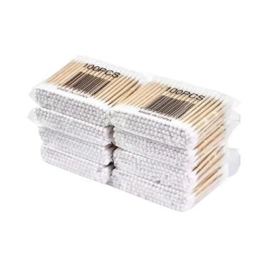 Imagem de Cotonetes Hipoalergênicos Sem Cloro 100 Unidades Com Pontas Duplas E C