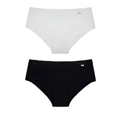 Imagem de Kit 2 Calcinhas Cintura Alta Delrio Cobre Bumbum Respirável Algodão, P