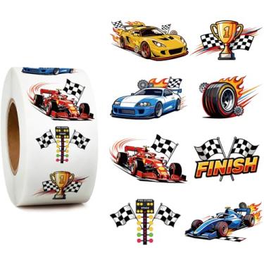 Imagem de 1000 peças de adesivos de carro de corrida, adesivos de recompensa para crianças, lembrancinhas de festa de carro de corrida, bandeiras quadriculadas, lembrancinhas de festa, meninos meninas