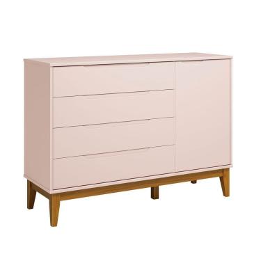 Imagem de Comoda Sapateira Elfe Classic 1 Porta 4 Gavetas Rosa Fosco - Moveisaqui