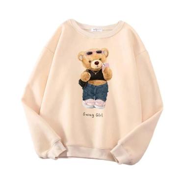 Imagem de Moletom Oversize De Lã Com Capuz De Urso Teddy Para Mulheres, Blusão D