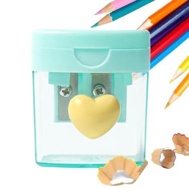 Imagem de Apontador de lápis portátil, com tampa, suprimentos portáteis de orifício , apontador de lápis portátil, para crianças, escola, sala de aula, jardim de infância, escritórios em casa, desenho