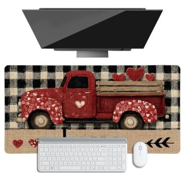 Imagem de Tapete de mesa de dia dos namorados para desktop, mouse pad grande, protetor de mesa à prova d'água de couro PU, mousepad com base antiderrapante com borda costurada para jogos e escritório