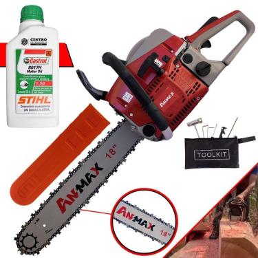 Imagem de Motosserra Anmax Cs5200b à Gasolina 2t 52cc 2,7hp Sabre 18'' Ponta Rolante Profissional + Óleo Castrol Stihl 500ml