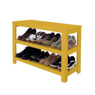 Imagem de Sapateira Banco De Piso Para Closets E Quartos 8 Pares Sapatos Amarelo Laca