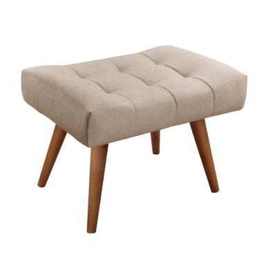 Imagem de Puff Banqueta Theo Madeira Maciça Castellar Móbile Linho Bege