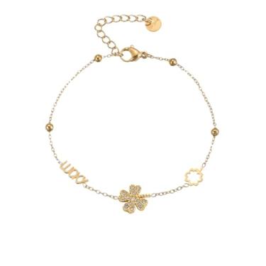 Imagem de tincolia Pulseira feminina incrustada de diamante exclusiva e requintada joia de aço inoxidável banhada a ouro 18K 10