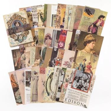 Imagem de 100 folhas de papel vintage para scrapbook, jornais, material de diário, decoração de sala de papel estético, para escrever, desenhar, diário de viagem, álbum de cartões, enfeites