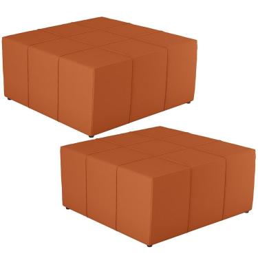 Imagem de Kit 2 Puffs Decorativos Para Sala De Estar Quadrado Milano 90x90cm W01 Tecido Terracota - Lyam Decor
