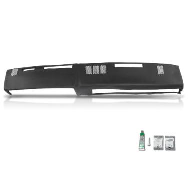 Imagem de PIT66 Capa de moldura de painel, compatível com GMC Chevy Pickup tamanho completo 1981-1987, compatível com GMC Chevy SUV 1981-1991 painel de instrumentos preto TPE