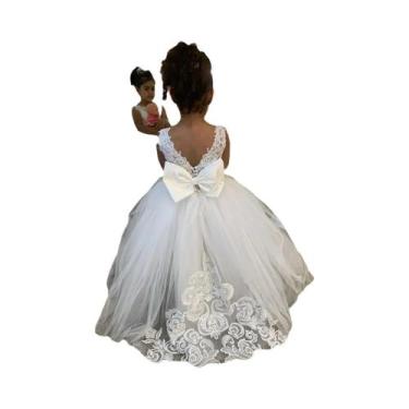 Imagem de Vestidos De Dama De Honra Em Tule Com Renda Para Meninas De 3 a 9 Anos