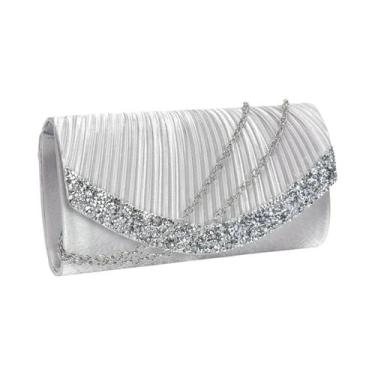 Imagem de Bolsa De Noite Em Cetim Com Glitter Para Mulheres, Bolsa De Ombro Com 