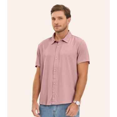 Imagem de Camisa em Viscose Sarjada Masculina Diametro Rosa, P, Rosa