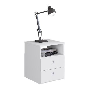 Imagem de Mesa De Cabeceira Com 2 Gavetas Multimóveis Cr35099 Branca Branco