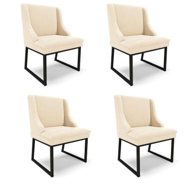 Imagem de Cadeira Sala De Jantar Industrial Preto Kit 4 Liz Bouclê D03 - D'rossi Terra