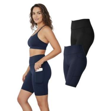 Imagem de Kit 2 Bermudas Fitness Feminina Bolsos Laterais-Feminino