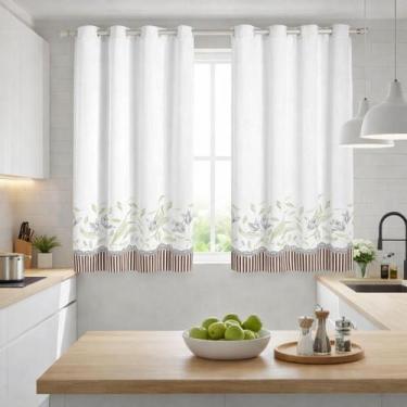 Imagem de Cortina de Cozinha 2,00x1,20m com Ilhós Elegante Estampa Floral - Amor