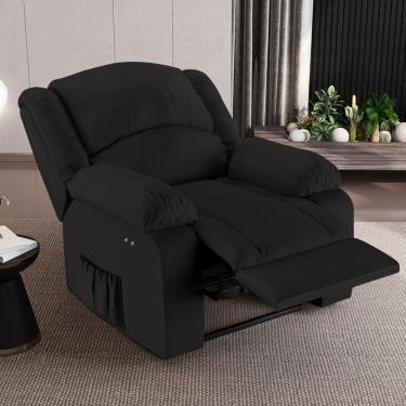 Imagem de Poltrona Do Papai Reclinável Sala De Cinema Barcelona Touch Usb Pu Preto