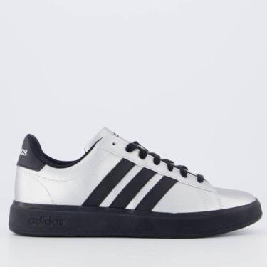 Imagem de Tênis Adidas Grand Court 2.0 Feminino Prata e Preto, 37