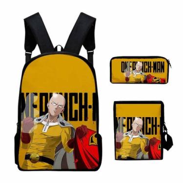 Imagem de Conjunto de mochilas de 3 peças Ones Punchs Mans Saitamas Cartoon Kids