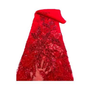 Imagem de Tecido De Renda Tule Com Lantejoulas Francesas Africanas Para Mulheres