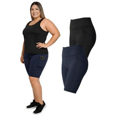 Imagem de Kit 2 Bermudas Fitness Bolsos Laterais Plus Size-Feminino