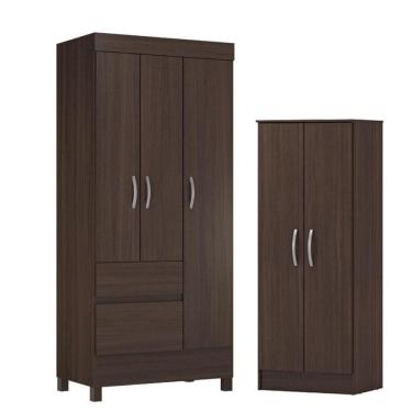 Imagem de Guarda Roupa Solteiro Com Multiuso Viena Café - Demóbile