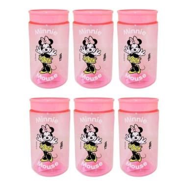 Imagem de Kit 6 Potes Organizador Multiuso Rosa 350ml Minnie Mouse Disney 12cm - Tiba